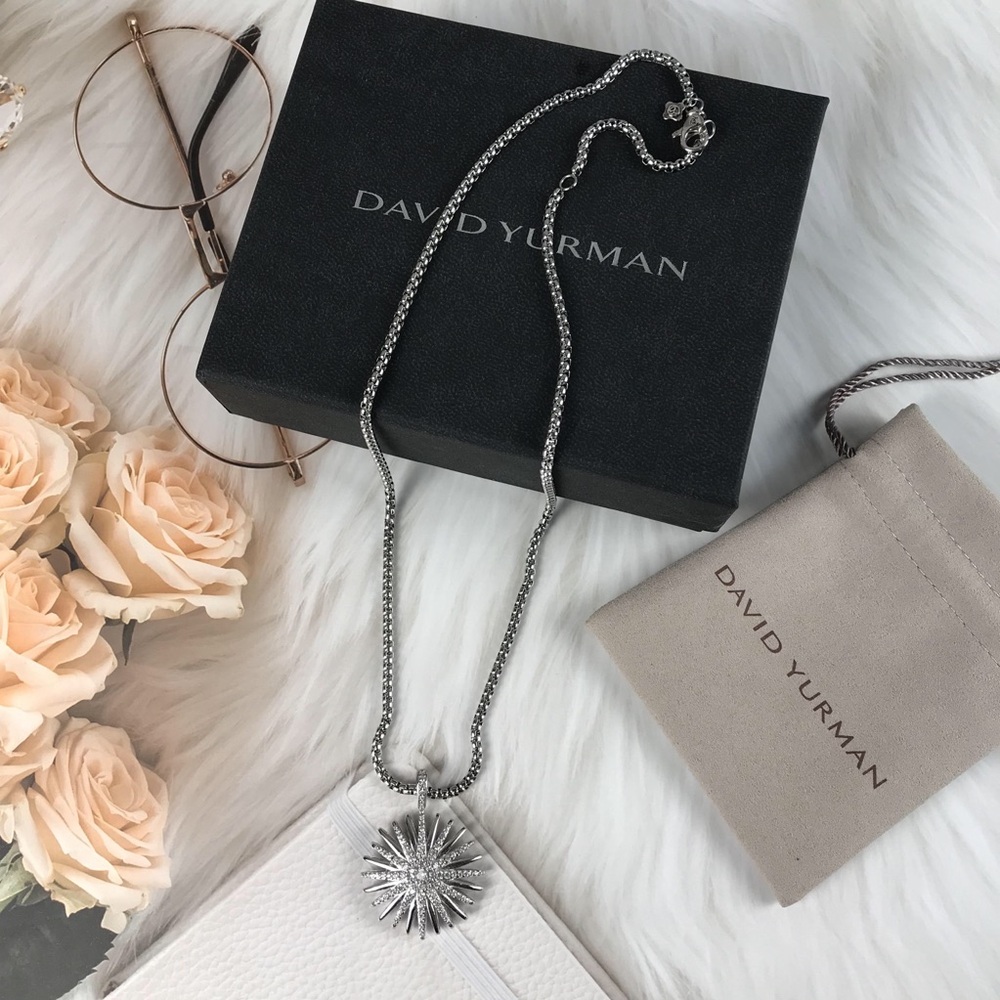 David Yurman Starburst Pendant with Pavé Sterling Silver Necklace